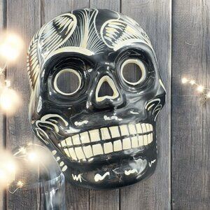 Mexican Pottery RedWare Mask Day Of The Dead Wall Hanging Mask Hand Made Marked
